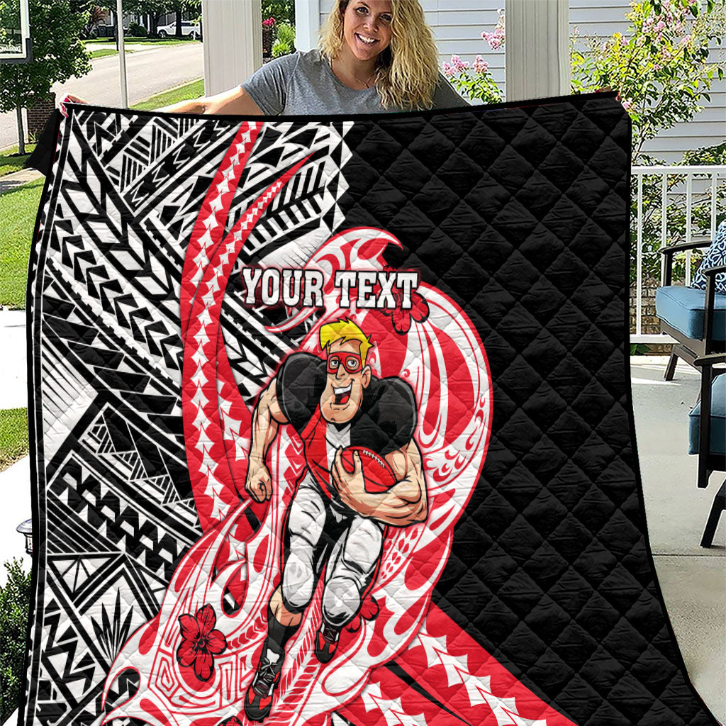 Personalized St Kilda Saints Quilt Polynesian Tribal Saint Mascot With Hibiscus Floral Art
