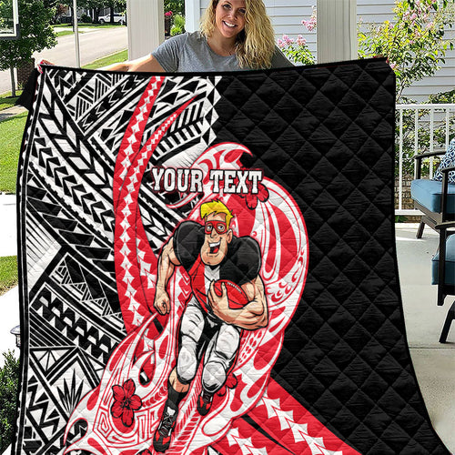 Personalized St Kilda Saints Quilt Polynesian Tribal Saint Mascot With Hibiscus Floral Art