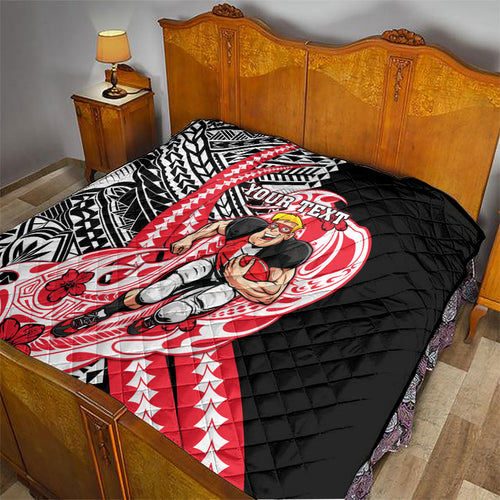 Personalized St Kilda Saints Quilt Polynesian Tribal Saint Mascot With Hibiscus Floral Art