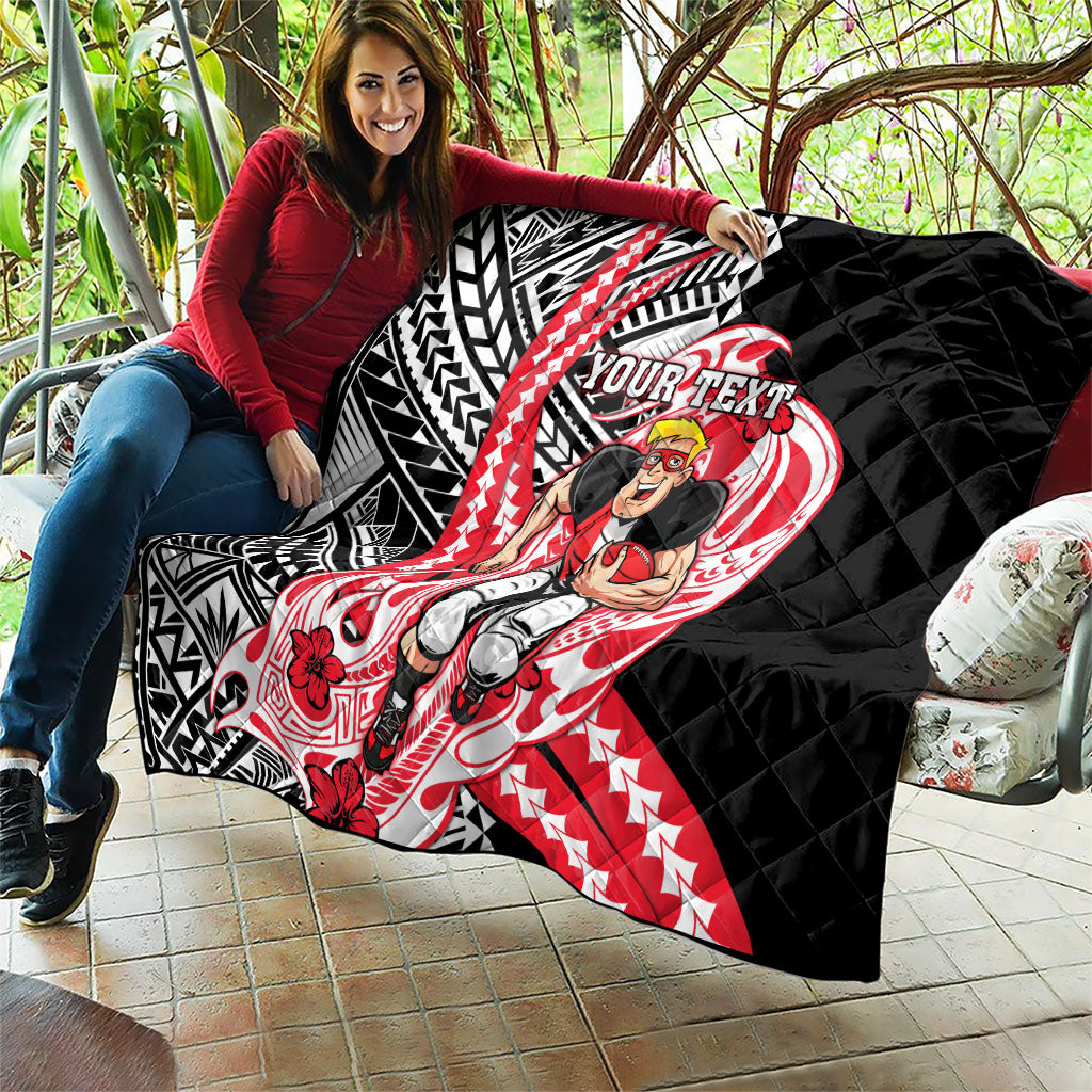Personalized St Kilda Saints Quilt Polynesian Tribal Saint Mascot With Hibiscus Floral Art