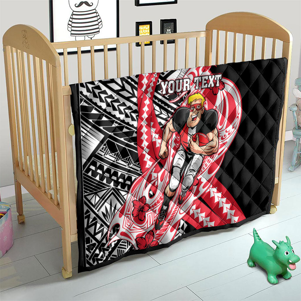Personalized St Kilda Saints Quilt Polynesian Tribal Saint Mascot With Hibiscus Floral Art