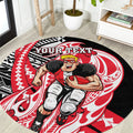 Personalized St Kilda Saints Round Carpet Polynesian Tribal Saint Mascot With Hibiscus Floral Art