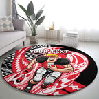 Personalized St Kilda Saints Round Carpet Polynesian Tribal Saint Mascot With Hibiscus Floral Art