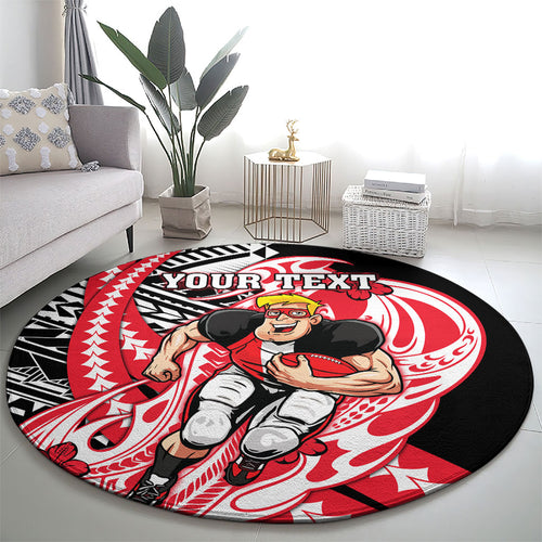 Personalized St Kilda Saints Round Carpet Polynesian Tribal Saint Mascot With Hibiscus Floral Art
