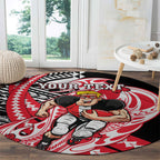 Personalized St Kilda Saints Round Carpet Polynesian Tribal Saint Mascot With Hibiscus Floral Art