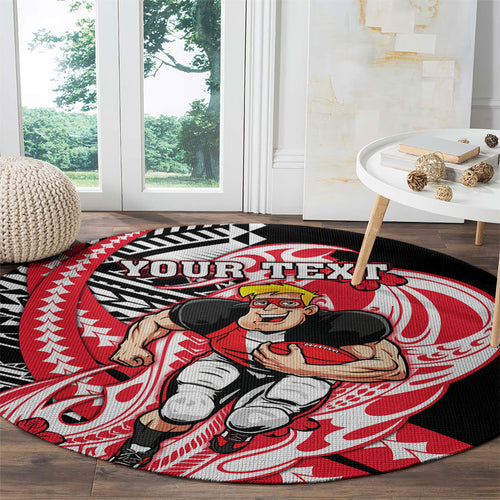 Personalized St Kilda Saints Round Carpet Polynesian Tribal Saint Mascot With Hibiscus Floral Art