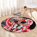 Personalized St Kilda Saints Round Carpet Polynesian Tribal Saint Mascot With Hibiscus Floral Art