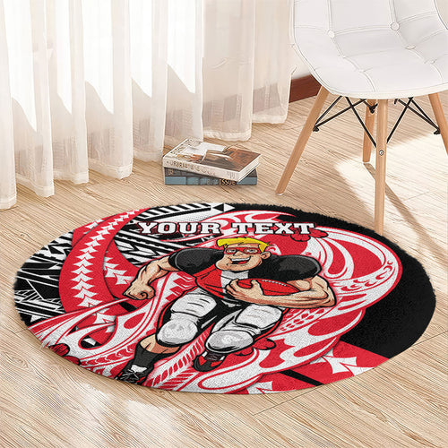 Personalized St Kilda Saints Round Carpet Polynesian Tribal Saint Mascot With Hibiscus Floral Art