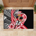 Personalized St Kilda Saints Rubber Doormat Polynesian Tribal Saint Mascot With Hibiscus Floral Art
