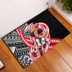 Personalized St Kilda Saints Rubber Doormat Polynesian Tribal Saint Mascot With Hibiscus Floral Art