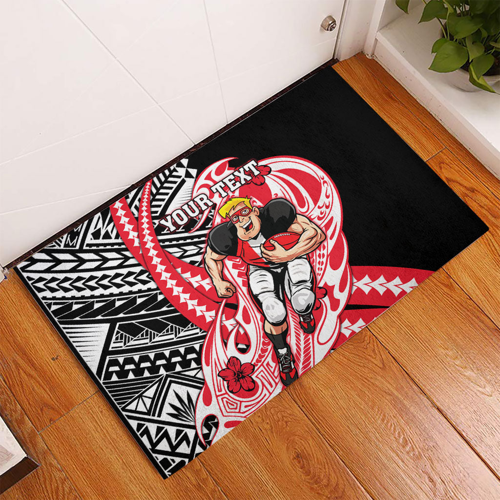 Personalized St Kilda Saints Rubber Doormat Polynesian Tribal Saint Mascot With Hibiscus Floral Art