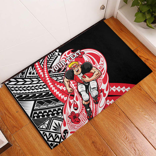 Personalized St Kilda Saints Rubber Doormat Polynesian Tribal Saint Mascot With Hibiscus Floral Art