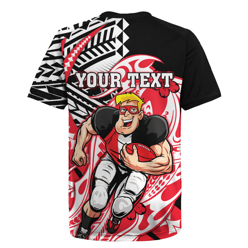 Personalized St Kilda Saints Rugby Jersey Polynesian Tribal Saint Mascot With Hibiscus Floral Art
