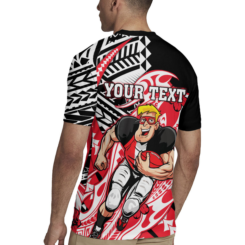 Personalized St Kilda Saints Rugby Jersey Polynesian Tribal Saint Mascot With Hibiscus Floral Art