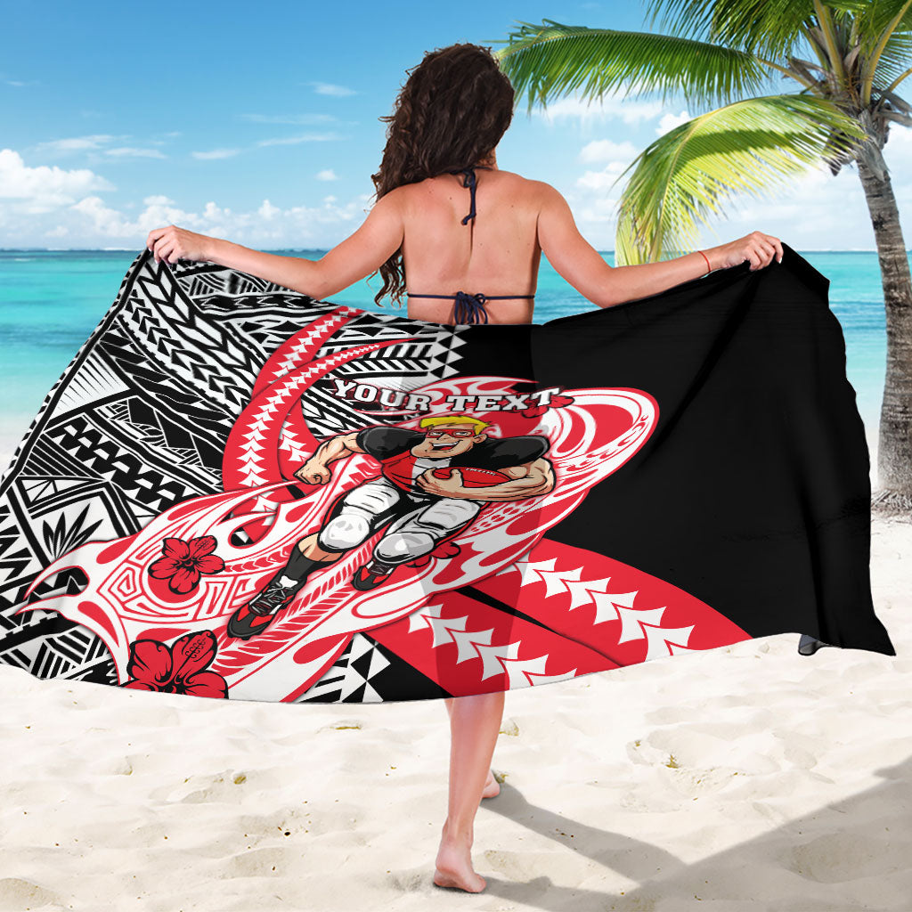 Personalized St Kilda Saints Sarong Polynesian Tribal Saint Mascot With Hibiscus Floral Art