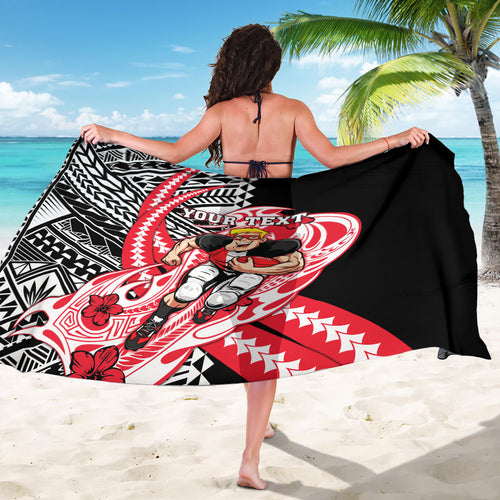 Personalized St Kilda Saints Sarong Polynesian Tribal Saint Mascot With Hibiscus Floral Art