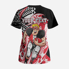 Personalized St Kilda Saints Scrub Top Polynesian Tribal Saint Mascot With Hibiscus Floral Art