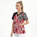 Personalized St Kilda Saints Scrub Top Polynesian Tribal Saint Mascot With Hibiscus Floral Art