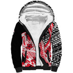 Personalized St Kilda Saints Sherpa Hoodie Polynesian Tribal Saint Mascot With Hibiscus Floral Art