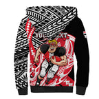 Personalized St Kilda Saints Sherpa Hoodie Polynesian Tribal Saint Mascot With Hibiscus Floral Art