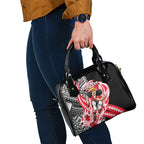 Personalized St Kilda Saints Shoulder Handbag Polynesian Tribal Saint Mascot With Hibiscus Floral Art