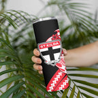 Personalized St Kilda Saints Skinny Tumbler Polynesian Tribal Saint Mascot With Hibiscus Floral Art