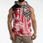 Personalized St Kilda Saints Sleeveless Hoodie Polynesian Tribal Saint Mascot With Hibiscus Floral Art