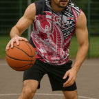 Personalized St Kilda Saints Sleeveless Hoodie Polynesian Tribal Saint Mascot With Hibiscus Floral Art