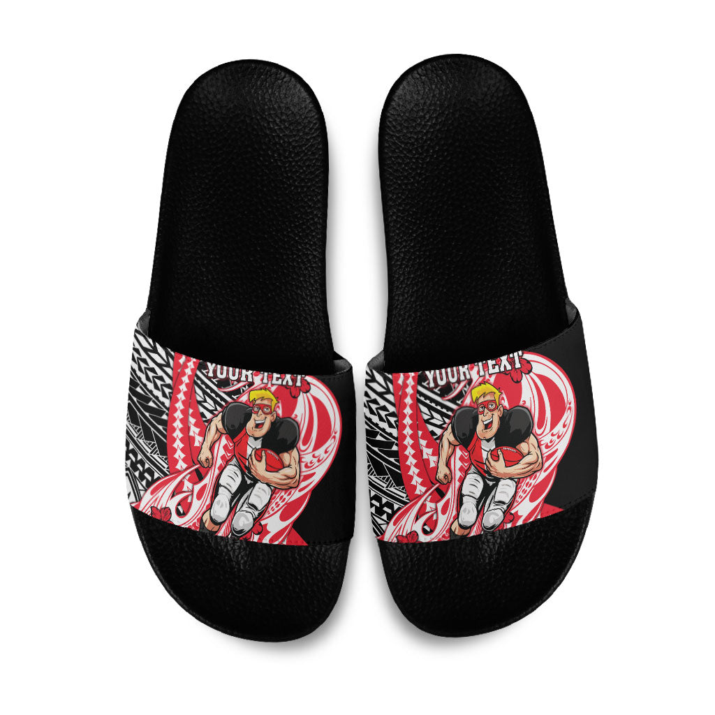 Personalized St Kilda Saints Slide Sandals Polynesian Tribal Saint Mascot With Hibiscus Floral Art