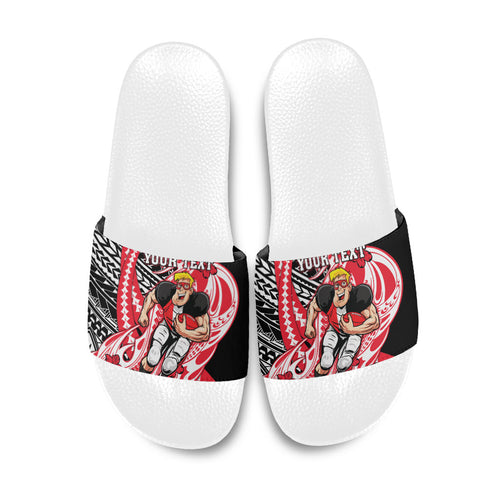 Personalized St Kilda Saints Slide Sandals Polynesian Tribal Saint Mascot With Hibiscus Floral Art