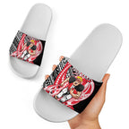 Personalized St Kilda Saints Slide Sandals Polynesian Tribal Saint Mascot With Hibiscus Floral Art