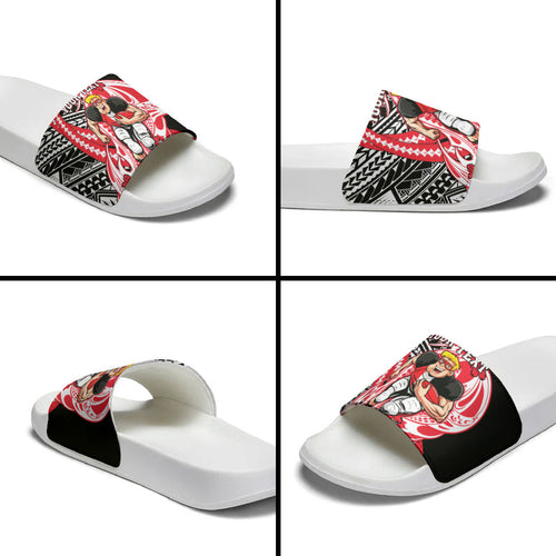 Personalized St Kilda Saints Slide Sandals Polynesian Tribal Saint Mascot With Hibiscus Floral Art