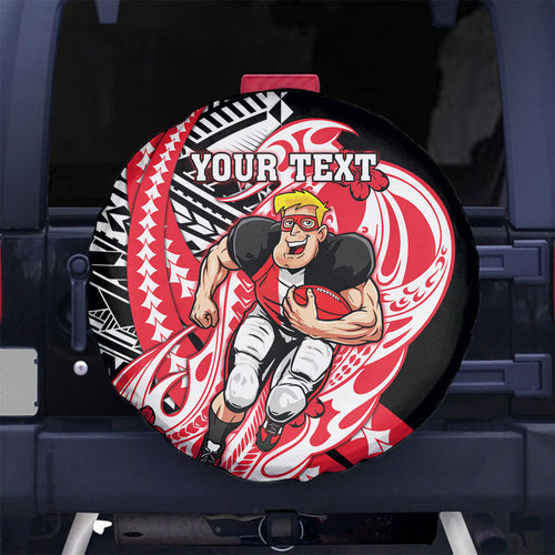 Personalized St Kilda Saints Spare Tire Cover Polynesian Tribal Saint Mascot With Hibiscus Floral Art