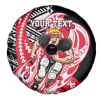 Personalized St Kilda Saints Spare Tire Cover Polynesian Tribal Saint Mascot With Hibiscus Floral Art