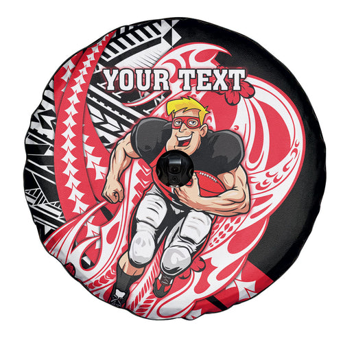 Personalized St Kilda Saints Spare Tire Cover Polynesian Tribal Saint Mascot With Hibiscus Floral Art