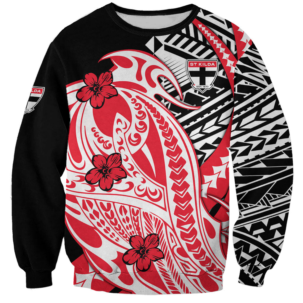 Personalized St Kilda Saints Sweatshirt Polynesian Tribal Saint Mascot With Hibiscus Floral Art