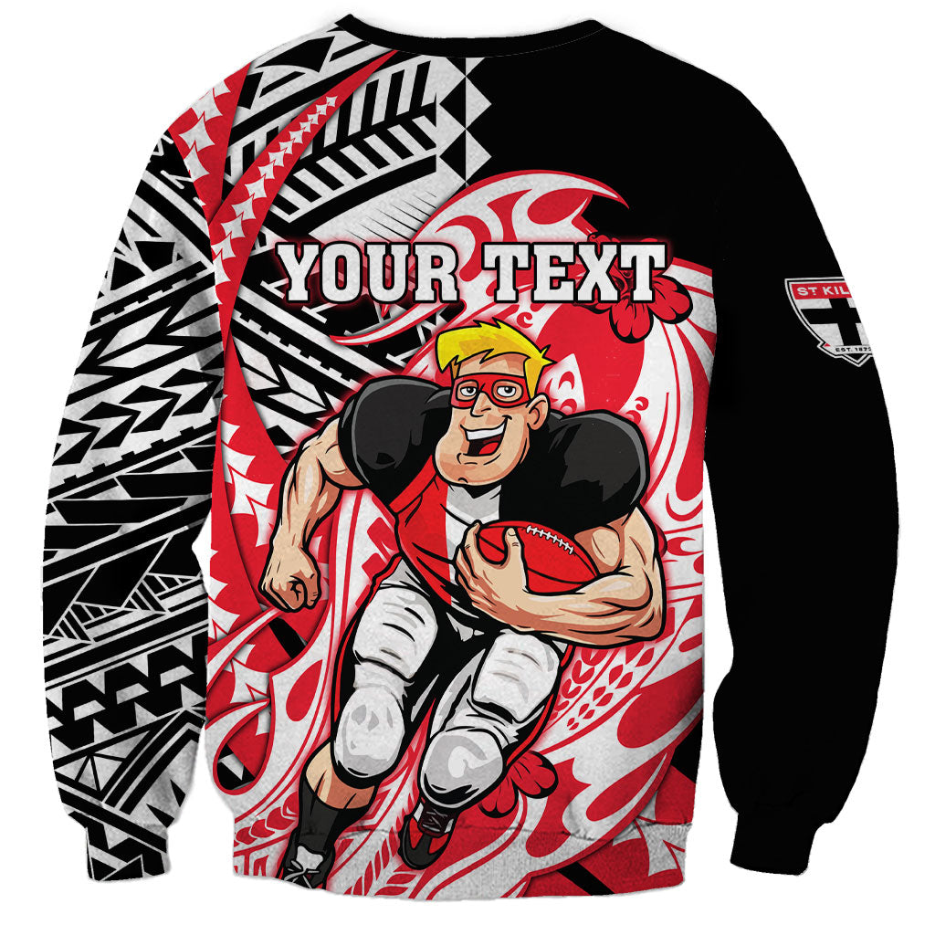 Personalized St Kilda Saints Sweatshirt Polynesian Tribal Saint Mascot With Hibiscus Floral Art
