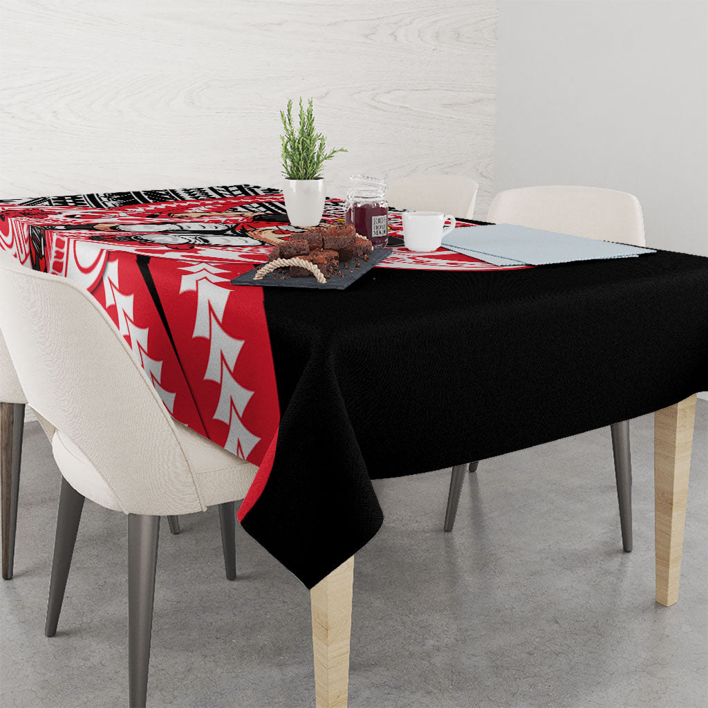 Personalized St Kilda Saints Tablecloth Polynesian Tribal Saint Mascot With Hibiscus Floral Art