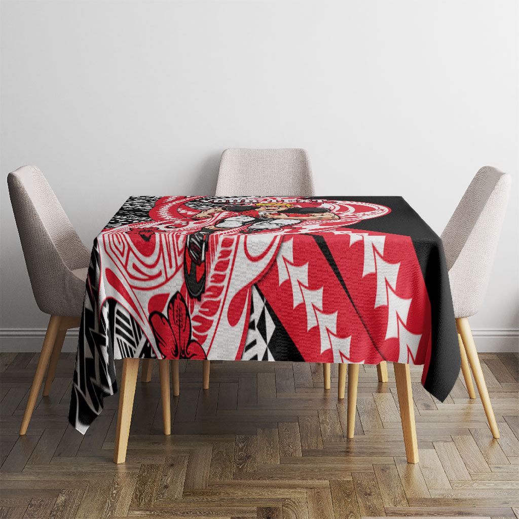 Personalized St Kilda Saints Tablecloth Polynesian Tribal Saint Mascot With Hibiscus Floral Art
