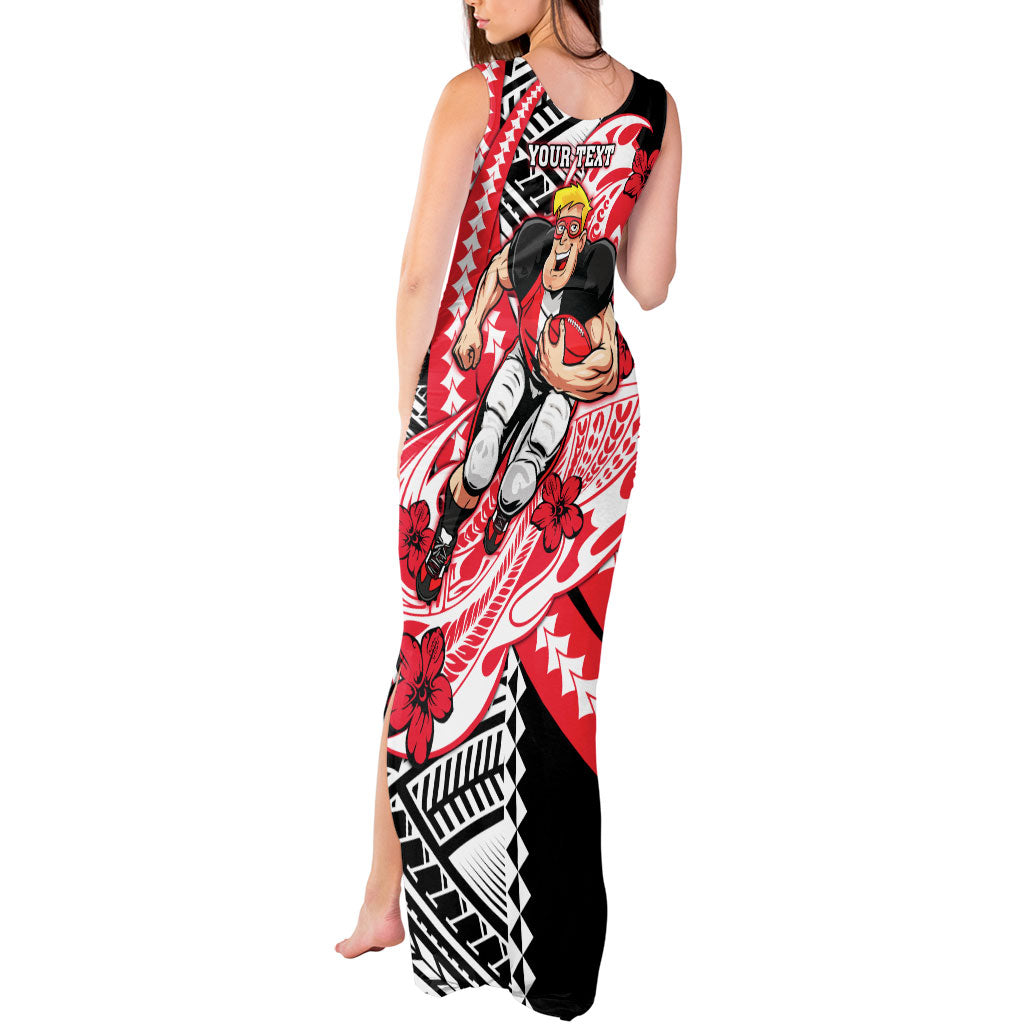 Personalized St Kilda Saints Tank Maxi Dress Polynesian Tribal Saint Mascot With Hibiscus Floral Art