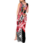 Personalized St Kilda Saints Tank Maxi Dress Polynesian Tribal Saint Mascot With Hibiscus Floral Art