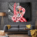 Personalized St Kilda Saints Tapestry Polynesian Tribal Saint Mascot With Hibiscus Floral Art