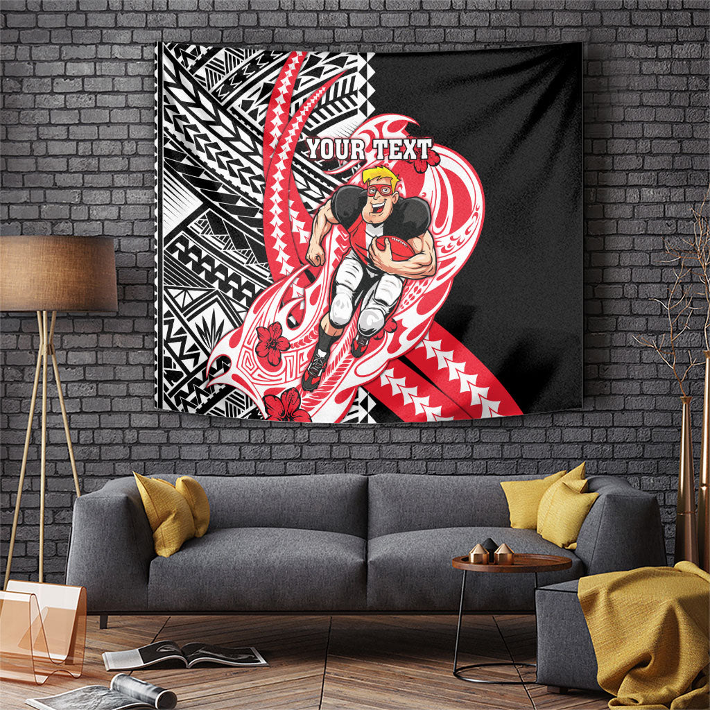 Personalized St Kilda Saints Tapestry Polynesian Tribal Saint Mascot With Hibiscus Floral Art