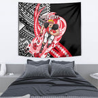 Personalized St Kilda Saints Tapestry Polynesian Tribal Saint Mascot With Hibiscus Floral Art