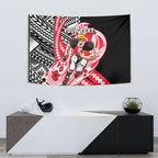 Personalized St Kilda Saints Tapestry Polynesian Tribal Saint Mascot With Hibiscus Floral Art