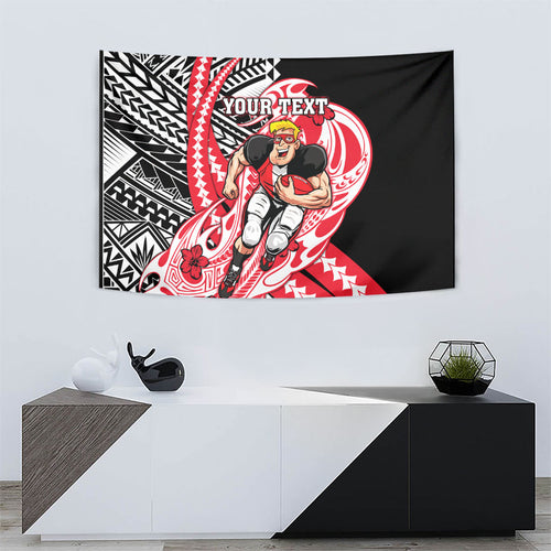 Personalized St Kilda Saints Tapestry Polynesian Tribal Saint Mascot With Hibiscus Floral Art
