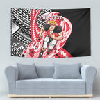 Personalized St Kilda Saints Tapestry Polynesian Tribal Saint Mascot With Hibiscus Floral Art