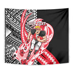 Personalized St Kilda Saints Tapestry Polynesian Tribal Saint Mascot With Hibiscus Floral Art