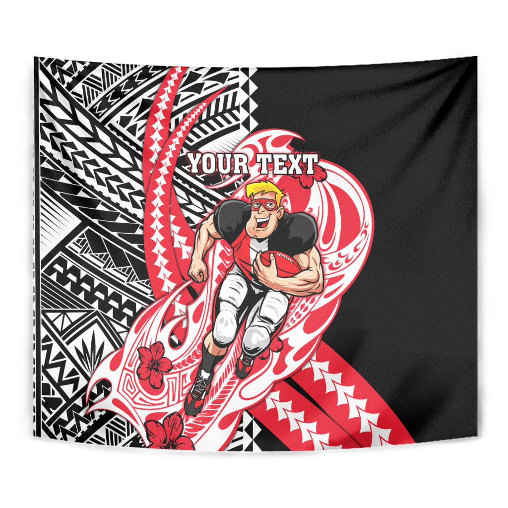 Personalized St Kilda Saints Tapestry Polynesian Tribal Saint Mascot With Hibiscus Floral Art