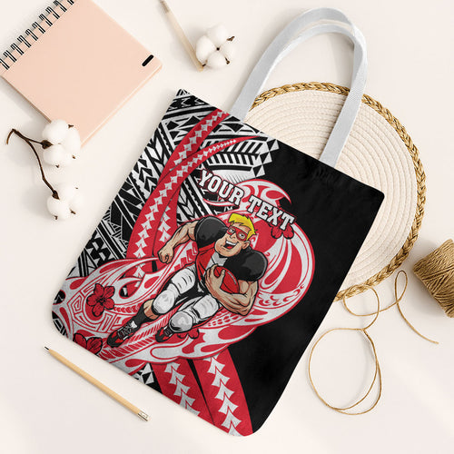 Personalized St Kilda Saints Tote Bag Polynesian Tribal Saint Mascot With Hibiscus Floral Art